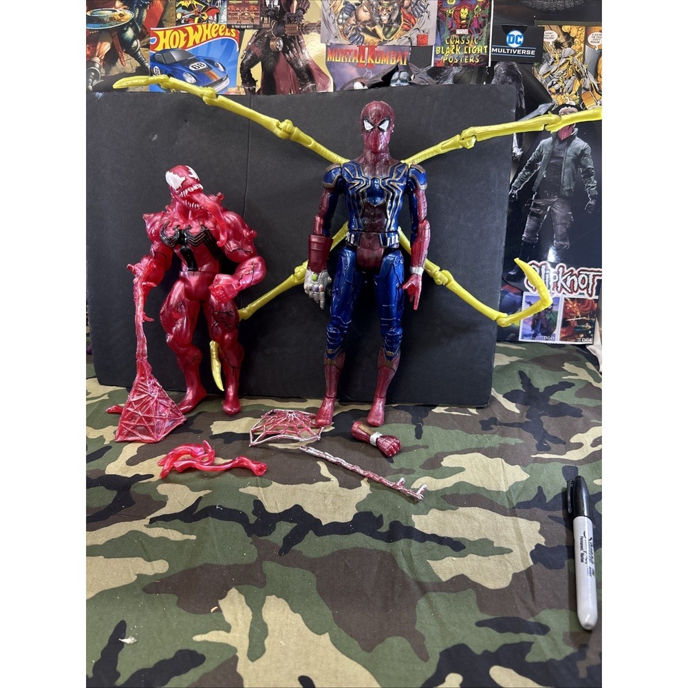 Lot Of Spiderman And Carnage Mexican Bootleg Ko Figures Rare! 10&12"‎
